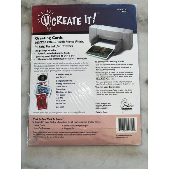 2004 U Create It Ink Jet Printers Greeting Cards/Print & Stick Project Paper New - Picture 3 of 5